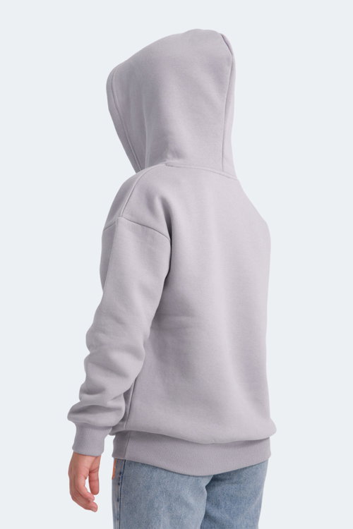 Slazenger LENE Unisex Çocuk Kapüşonlu Cepli Taş Gri Sweatshırt