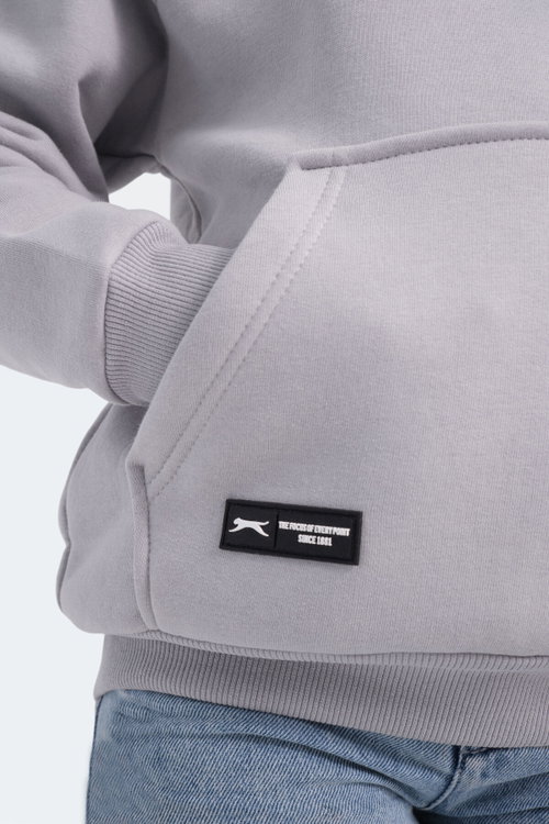 Slazenger LENE Unisex Çocuk Kapüşonlu Cepli Taş Gri Sweatshırt