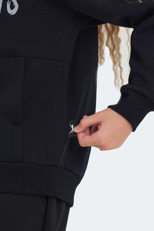 Slazenger LEXUS Unisex Çocuk Kapüşonlu Cepli Lacivert Sweatshırt