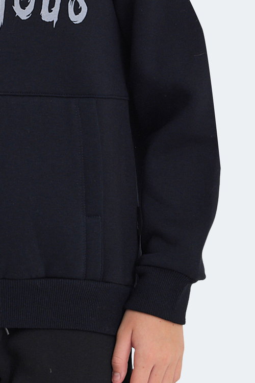 Slazenger LEXUS Unisex Çocuk Kapüşonlu Cepli Lacivert Sweatshırt