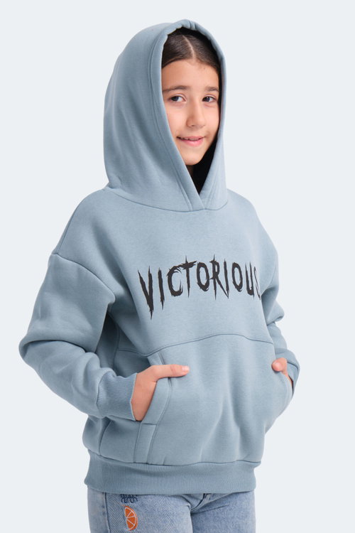 Slazenger LEXUS Unisex Çocuk Kapüşonlu Cepli Mavi Sweatshırt