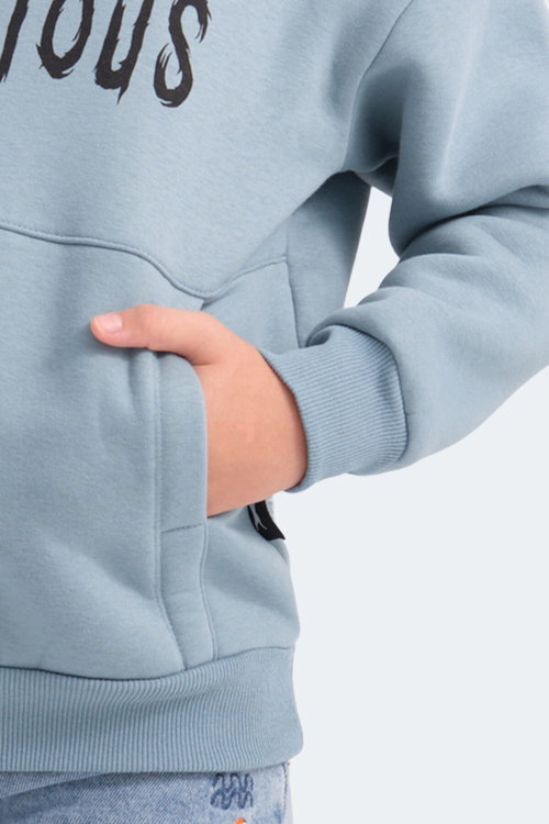 Slazenger LEXUS Unisex Çocuk Kapüşonlu Cepli Mavi Sweatshırt