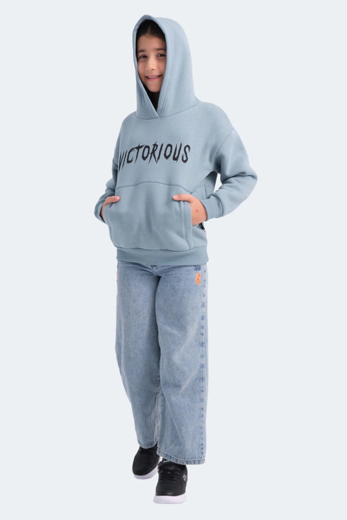 Slazenger LEXUS Unisex Çocuk Kapüşonlu Cepli Mavi Sweatshırt