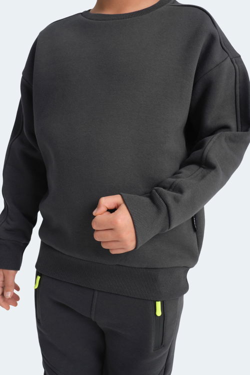 LOGAN Unisex Çocuk Sweatshirt Koyu Gri