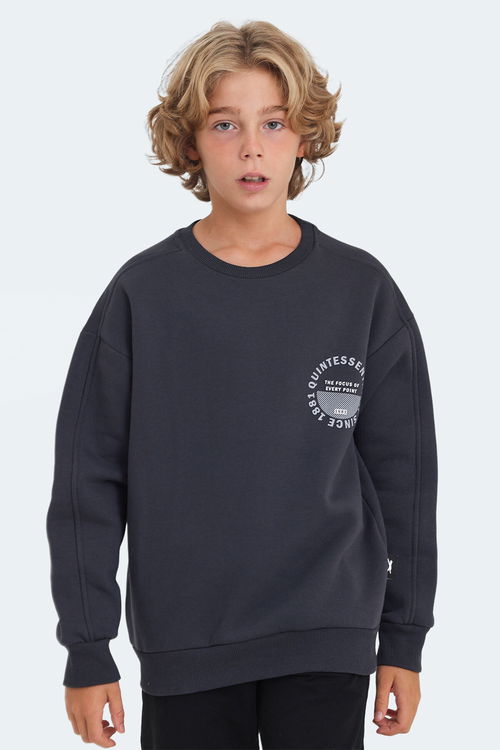 LONE Unisex Çocuk Sweatshirt Koyu Gri