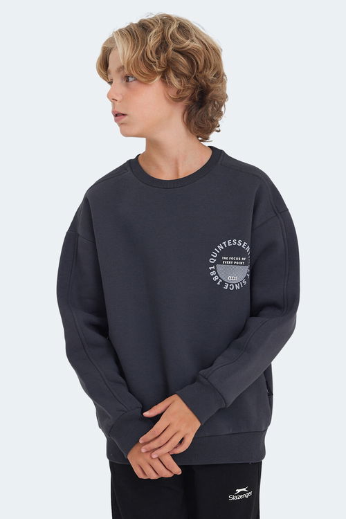 LONE Unisex Çocuk Sweatshirt Koyu Gri