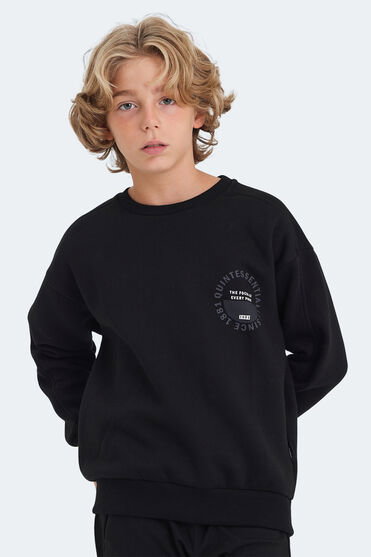 Slazenger LONE Unisex Çocuk Siyah Sweatshırt