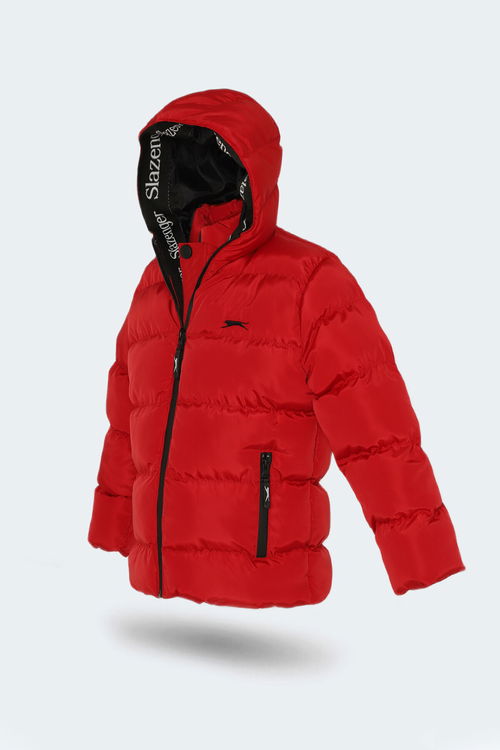 Slazenger NEONS Çocuk Kapüşonlu Şişme Kırmızı Mont & Kaban