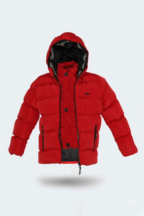 Slazenger NEONS Çocuk Kapüşonlu Şişme Kırmızı Mont & Kaban