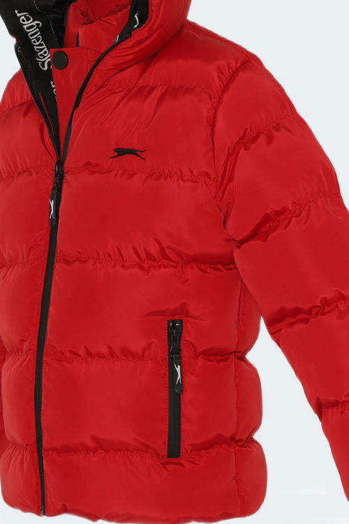 Slazenger NEONS Çocuk Kapüşonlu Şişme Kırmızı Mont & Kaban