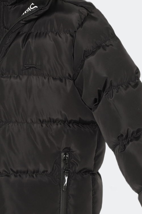 Slazenger NEONS Unisex Çocuk Kapüşonlu Şişme Siyah Mont & Kaban