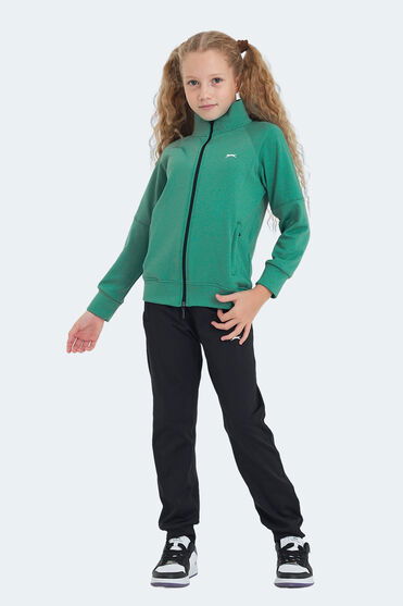 Slazenger NEXT IN Çocuk Fermuarlı Dik Yaka Cepli Yeşil Eşofman Takımı