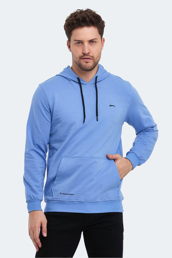 Slazenger OBRA IN Erkek Kapüşonlu Cepli Turkuaz Sweatshırt