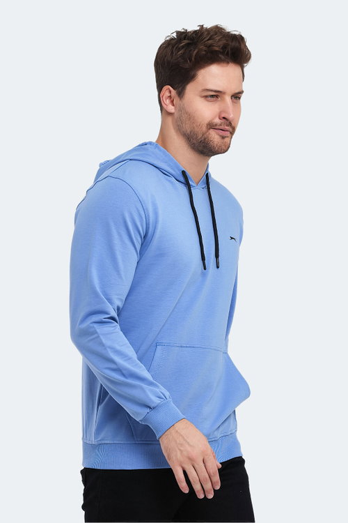 Slazenger OBRA IN Erkek Kapüşonlu Cepli Turkuaz Sweatshırt