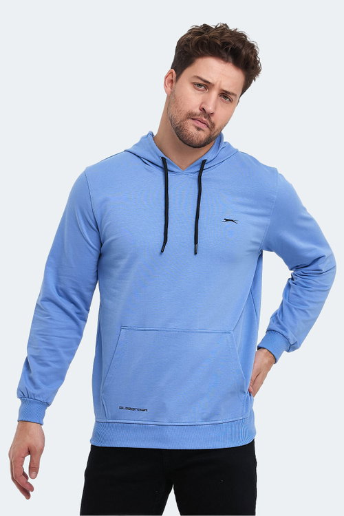 Slazenger OBRA IN Erkek Kapüşonlu Cepli Turkuaz Sweatshırt