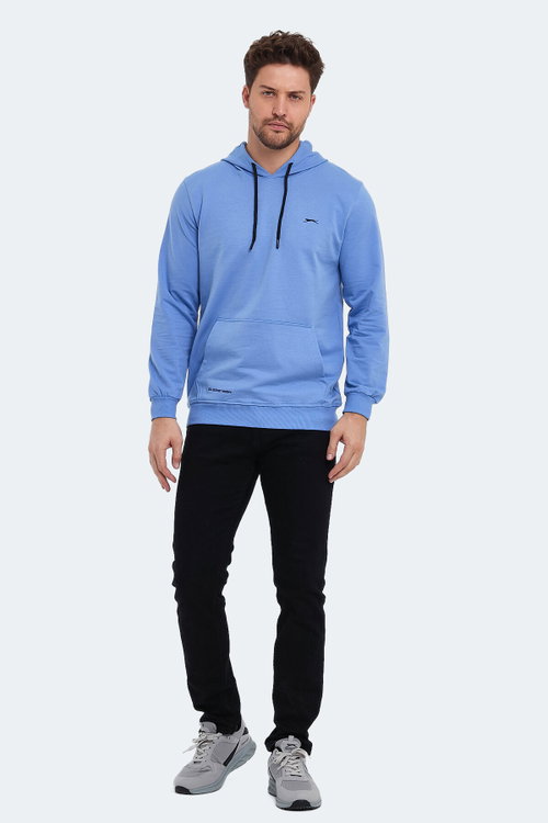 Slazenger OBRA IN Erkek Kapüşonlu Cepli Turkuaz Sweatshırt