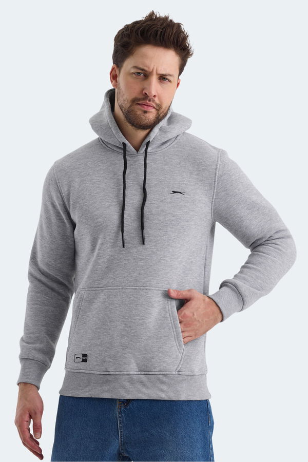 Slazenger OLTA IN Erkek Kapüşonlu Cepli Gri Sweatshırt