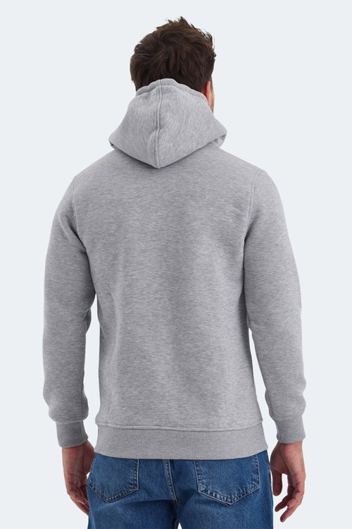 Slazenger OLTA IN Erkek Kapüşonlu Cepli Gri Sweatshırt