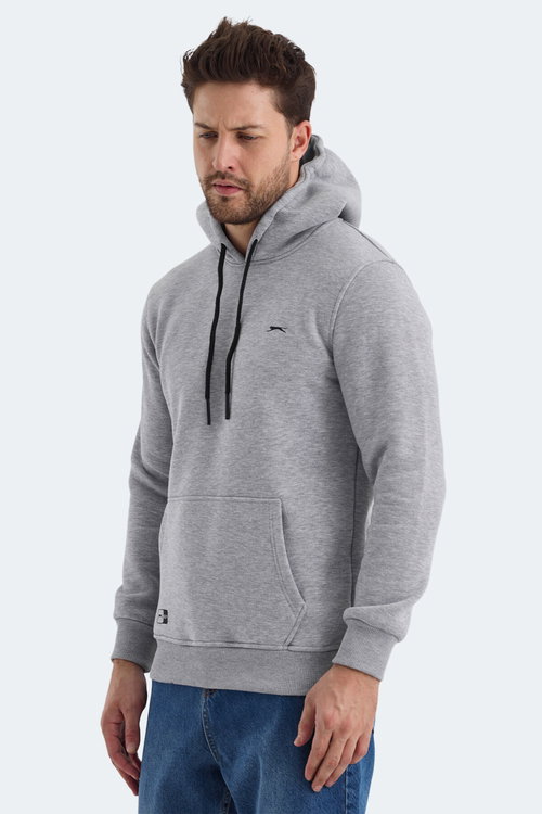 Slazenger OLTA IN Erkek Kapüşonlu Cepli Gri Sweatshırt