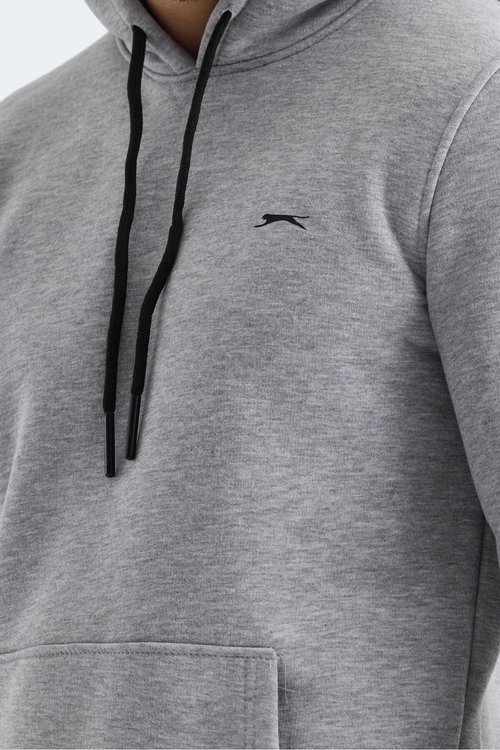 Slazenger OLTA IN Erkek Kapüşonlu Cepli Gri Sweatshırt