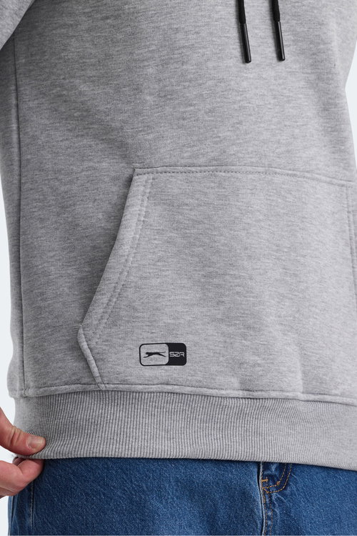 Slazenger OLTA IN Erkek Kapüşonlu Cepli Gri Sweatshırt