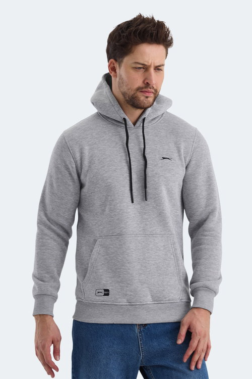 Slazenger OLTA IN Erkek Kapüşonlu Cepli Gri Sweatshırt