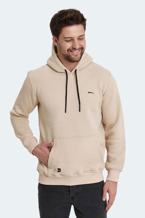 Slazenger OLTA IN Erkek Kapüşonlu Cepli Bej Sweatshırt