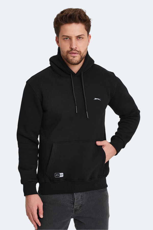 Slazenger OLTA IN Erkek Kapüşonlu Cepli Siyah Sweatshırt