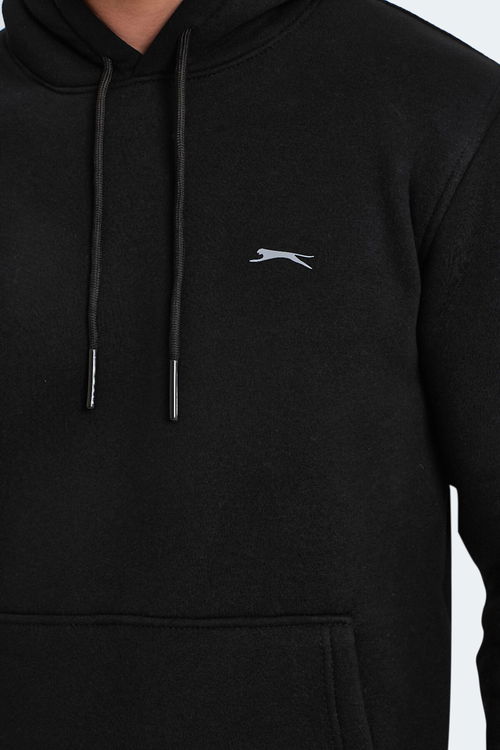 Slazenger OLTA IN Erkek Kapüşonlu Cepli Siyah Sweatshırt
