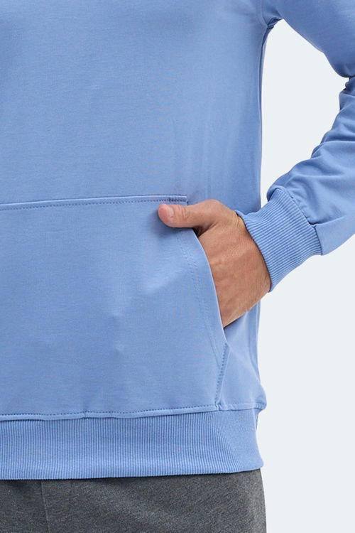 Slazenger ONCA Erkek Kanguru Cepli Kapüşonlu Turkuaz Sweatshirt