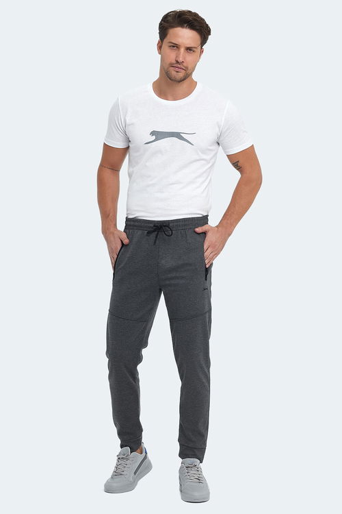 Slazenger ONLY IN Erkek Fermuar Cepli Koyu Gri Eşofman Altı