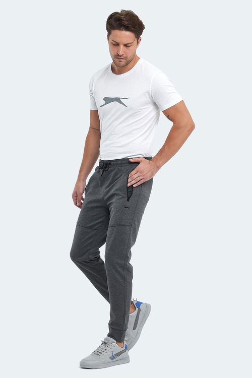 Slazenger ONLY IN Erkek Fermuar Cepli Koyu Gri Eşofman Altı