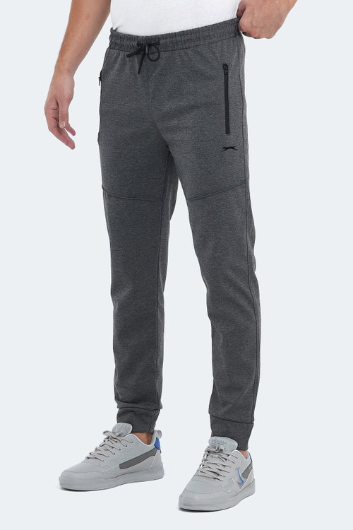 Slazenger ONLY IN Erkek Fermuar Cepli Koyu Gri Eşofman Altı