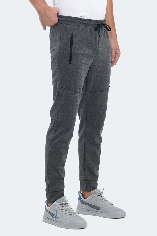 Slazenger ONLY IN Erkek Fermuar Cepli Koyu Gri Eşofman Altı