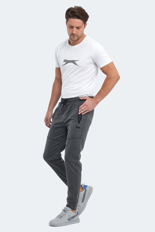Slazenger ONLY IN Erkek Fermuar Cepli Koyu Gri Eşofman Altı