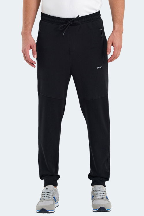 Slazenger ONLY IN Erkek Fermuar Cepli Siyah Eşofman Altı