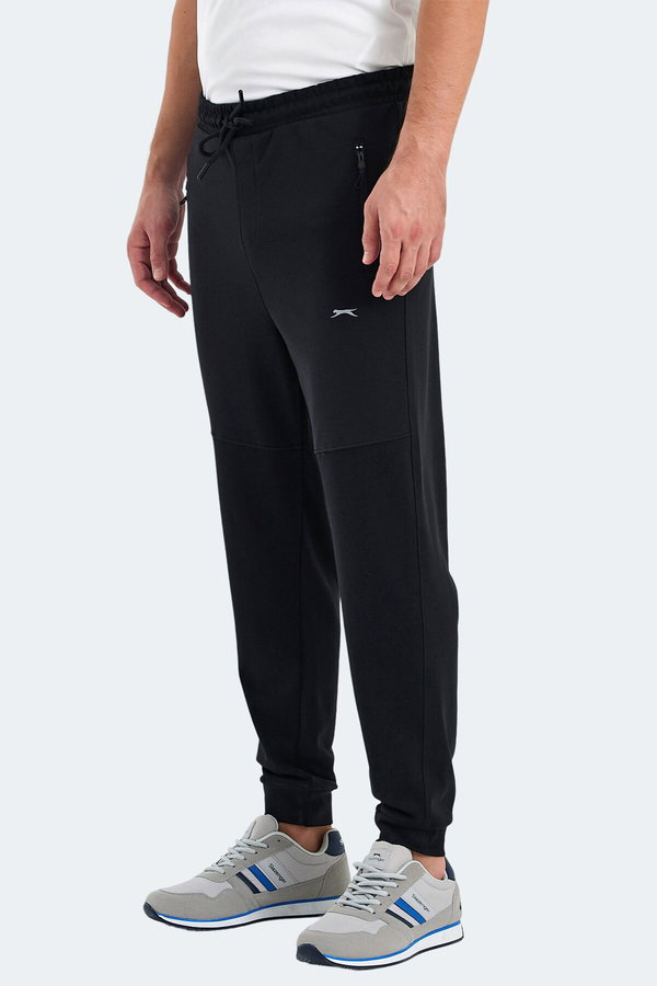 Slazenger ONLY IN Erkek Fermuar Cepli Siyah Eşofman Altı