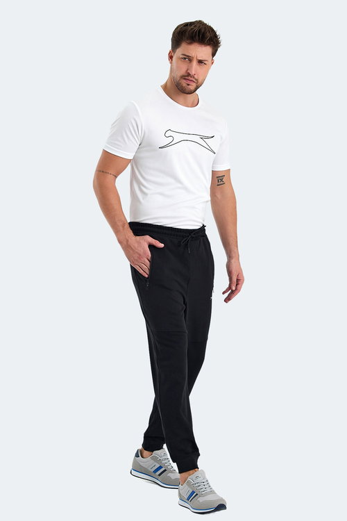 Slazenger ONLY IN Erkek Fermuar Cepli Siyah Eşofman Altı