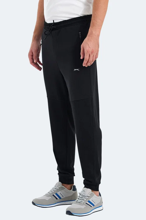 Slazenger ONLY IN Erkek Fermuar Cepli Siyah Eşofman Altı