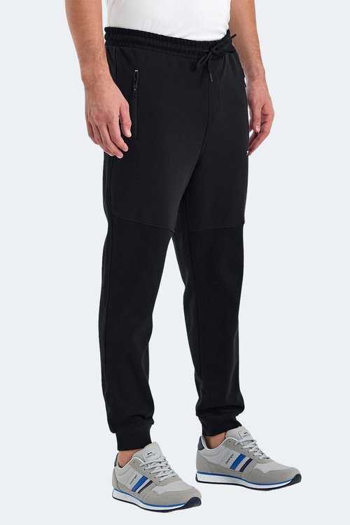 Slazenger ONLY IN Erkek Fermuar Cepli Siyah Eşofman Altı