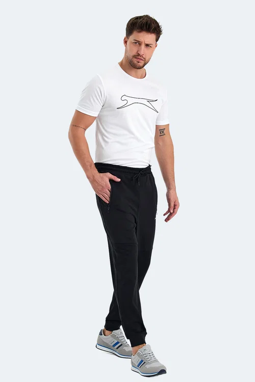 Slazenger ONLY IN Erkek Fermuar Cepli Siyah Eşofman Altı