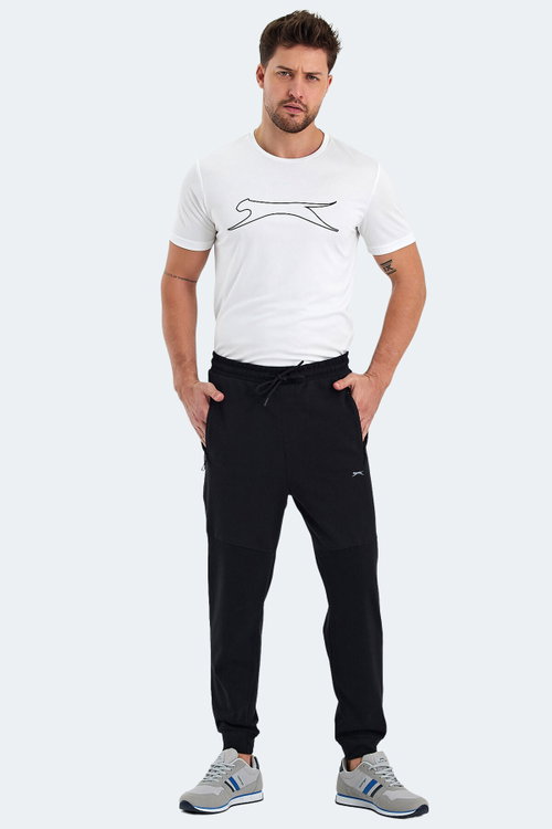 Slazenger ONLY IN Erkek Fermuar Cepli Siyah Eşofman Altı