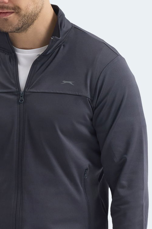 Slazenger OPRAH Erkek Fermuarlı Dik Yaka Cepli Koyu Gri Eşofman Takımı