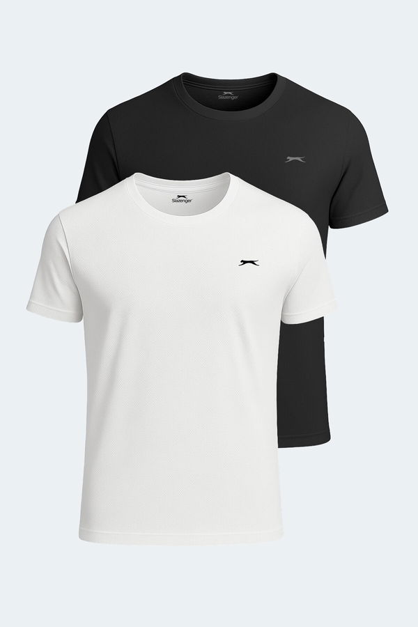 Slazenger OSWIN 2 li Set Erkek Beyaz - Siyah Tişört