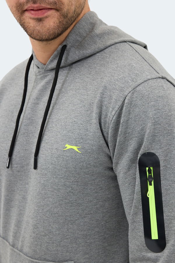 Slazenger OZZY IN Erkek Kanguru Cepli Kapüşonlu Gri Sweatshırt