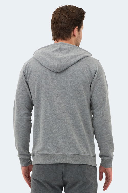 Slazenger OZZY IN Erkek Kanguru Cepli Kapüşonlu Gri Sweatshırt