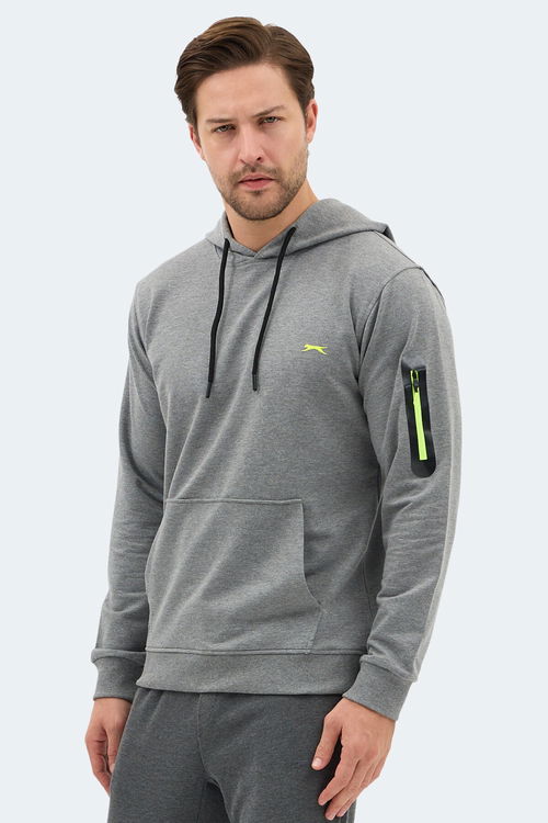 Slazenger OZZY IN Erkek Kanguru Cepli Kapüşonlu Gri Sweatshırt