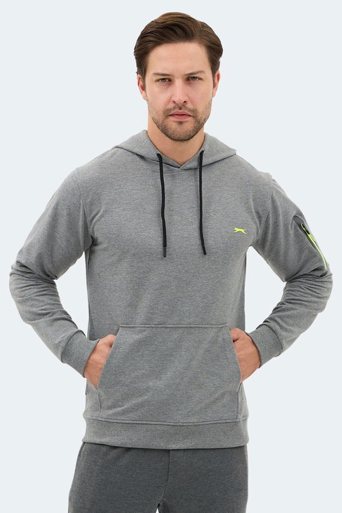 Slazenger OZZY IN Erkek Kanguru Cepli Kapüşonlu Gri Sweatshırt