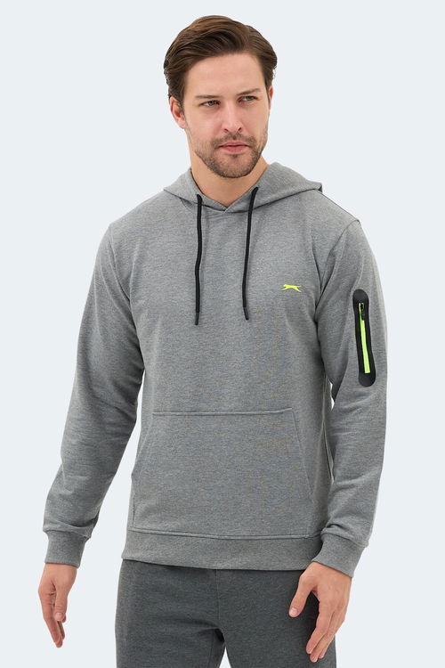 Slazenger OZZY IN Erkek Kanguru Cepli Kapüşonlu Gri Sweatshırt