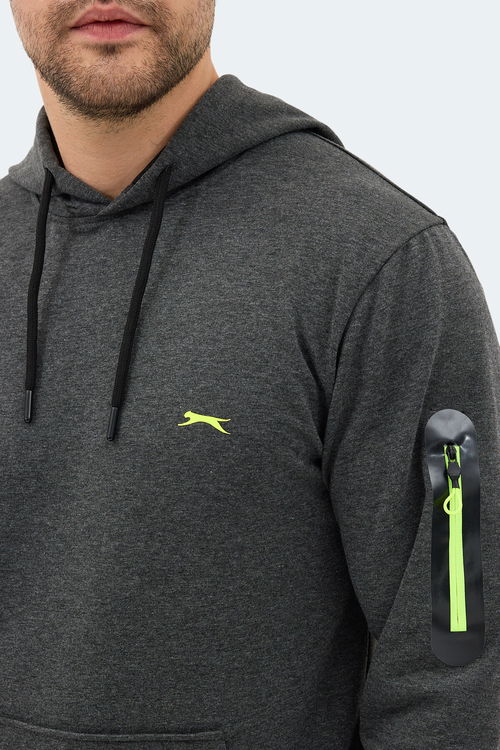 Slazenger OZZY IN Erkek Kanguru Cepli Kapüşonlu Koyu Gri Sweatshırt